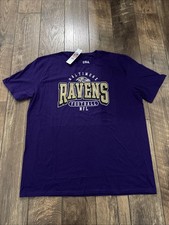 NWT BALTIMORE RAVENS FOOTBALL LOGO NFL TEAM APPAREL GOLD ACCENT MEN'S TSHIRT 2XL