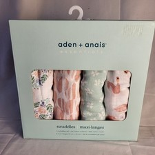 NWT ADEN ANAIS PACK/4 COTTON MUSLIM CLASSIC SWADDLE BRIAR ROSE 44 in X 44 in