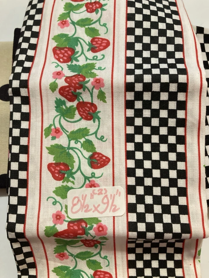 Lote de 7 restos de tela a lunares a cuadros rayas negras lote #51 Foto 4 de 4