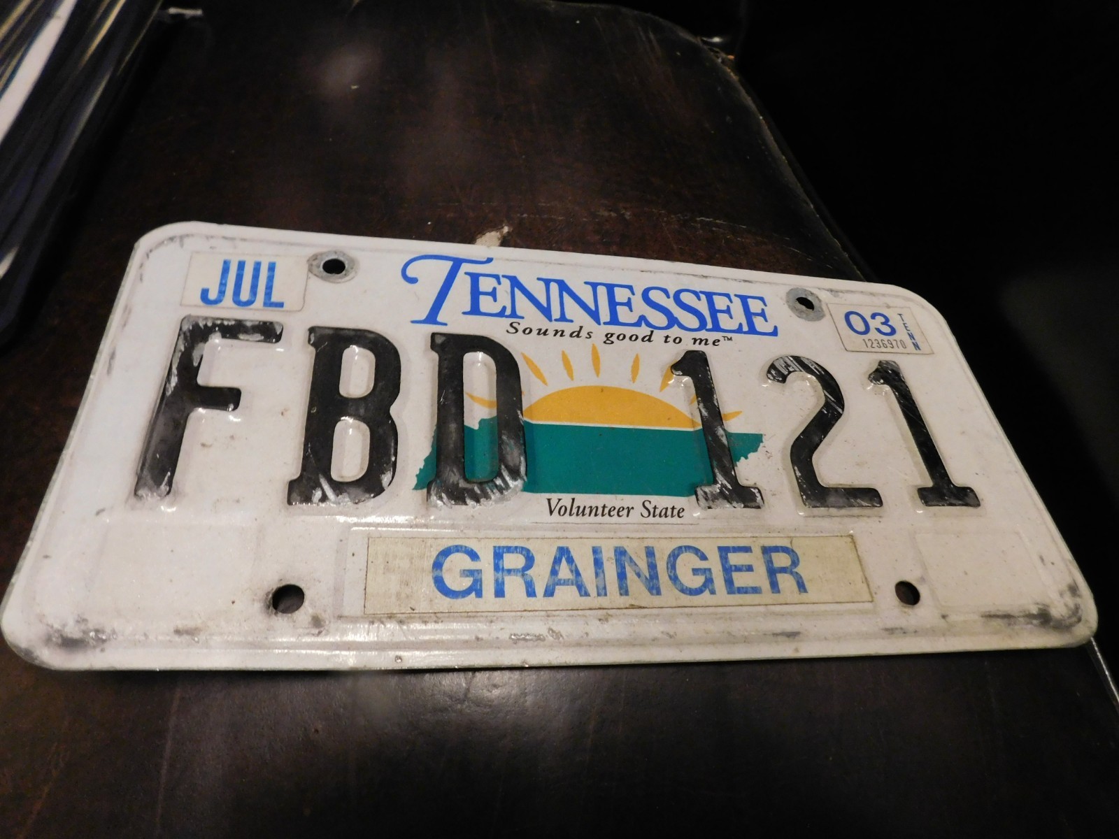 Sun Tennessee License Plate Expired Tag TN FBD 121 Grainger
