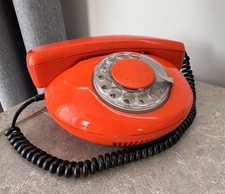 Vintage Soviet Mid-Century Orange TESLA  Telephone Soviet Decor Mid-century