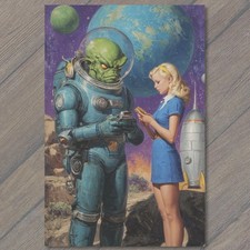 POSTCARD Retro Sci Fi Alien Astronaut Space P...