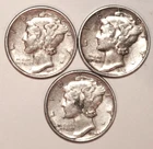 (3) Mercury Dimes - 1941 (XF) 1942 (XF) 1944 (XF) - #3196ED