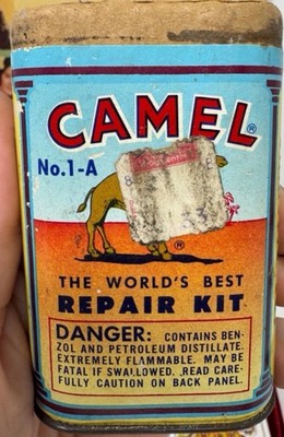 Vtg 1960 s Camel A-1 Cardboard Tire Tube Repair Kit The World's Best w/ Patches