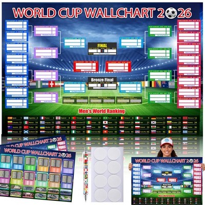 World Cup Poster 2026 Schedule Wall Chart Soccer Decor