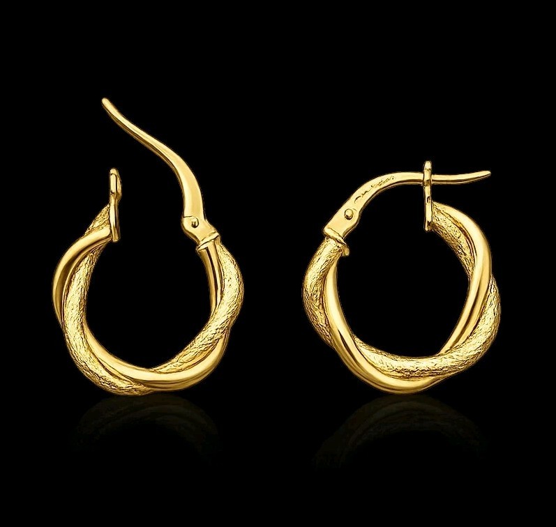 Pendientes oro 18k 750 Mls. Aros Trenzados. 16x3 MM.