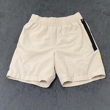Nike Hybrid Shorts Boys Kids Small Beige Yellow Zip Pocket Elastic Waist Dri Fit