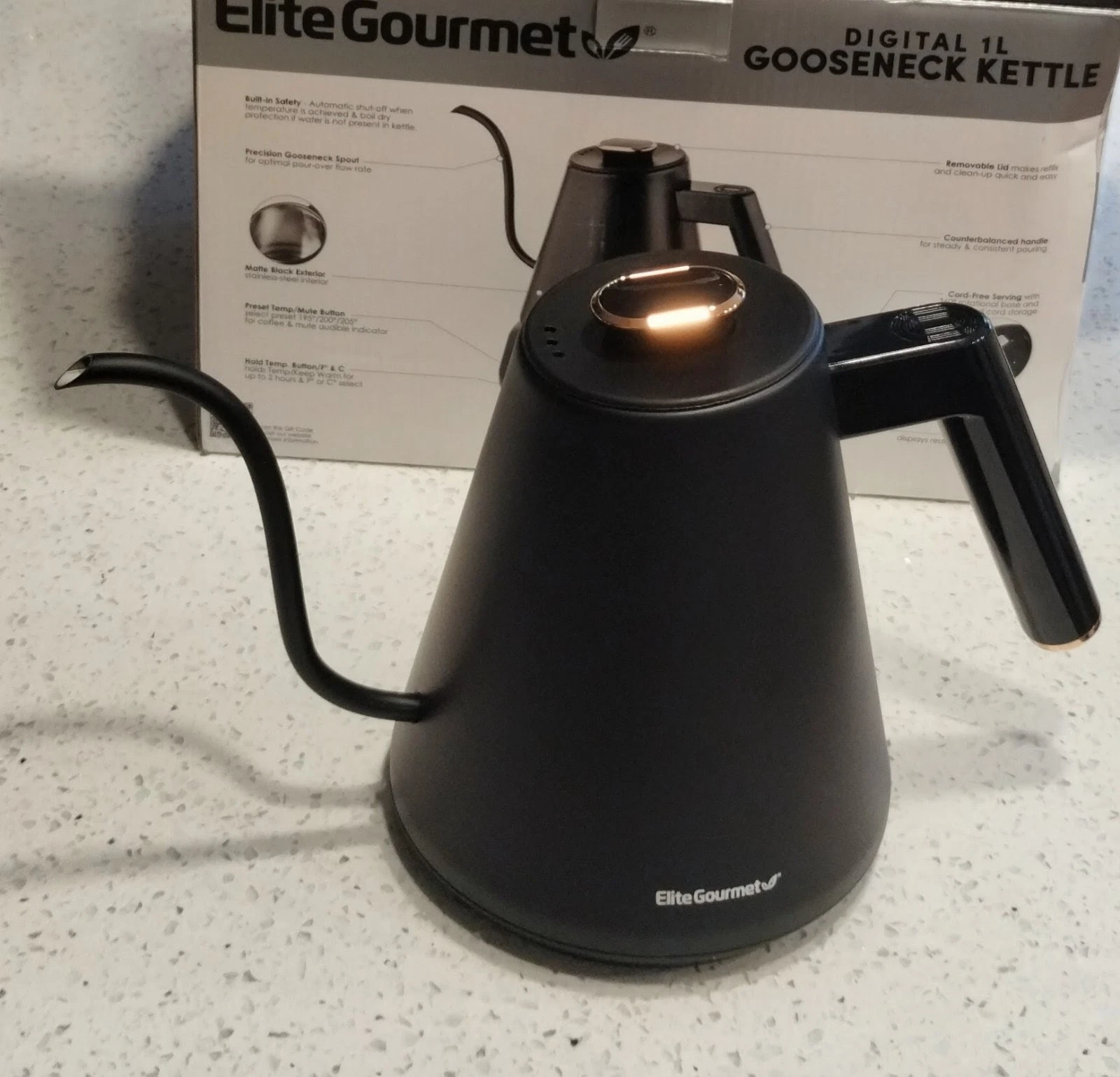 NIB Elite Gourmet 1L Gooseneck Electric Kettle Digital Temp Control
Opens in a new window or tab
