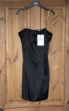 BNWT Femme Luxe black satin diamante strap bodycon dress 6
