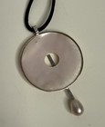 Vintage VAR 925 Sterling Silver MOP Donut Pendant Pink Pearl Corded Necklace — photo 5