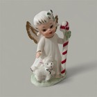 Vtg Lefton Ceramic Christmas Figurine Angel With Candy Cane & Lamb #1752