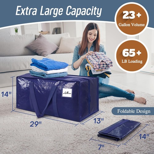6 Pack Extra Heavy Duty Large Moving Bags with Strong Zipper & Comfortable Ha... - Picture 3 of 7