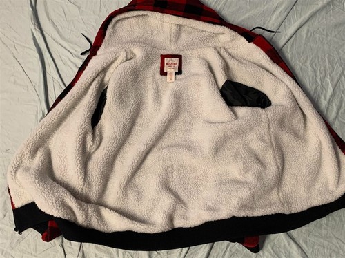 Chaqueta con Capucha MOSSIMO Rojo/Negro Búfalo a Cuadros Vellón Cremallera (Forrada de Piel de Oveja) XXL - Imagen 5 de 5
