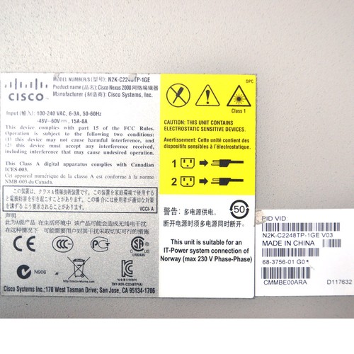 Cisco N2K-C2248TP-1GE Nexus Fabric Extender 48x 100/1000BASE-T 4x 10-Gigabit - Picture 3 of 4