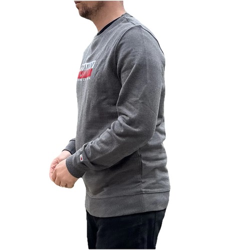 Tommy Hilfiger grauer Pullover Herren Gr. Large Rundhals Spellout Fleecepullover - Bild 6 von 8
