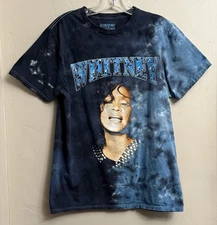 Whitney Houston Women’s Blue Tie Dye T-Shirt Tee Size Medium 2022 WHIT. NIP ING