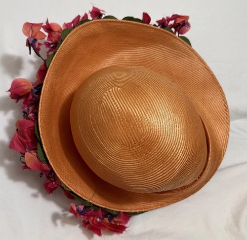 Vintage Jack McConnell Red Feather Edition Hat Floral Boho Derby Designer EUC