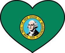 State of Washington Flag Heart Sticker Decal USA Washington State