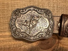 Nocona Belt Co Youth Size 24 Leather Bull Rider Western Cowboy Belt Metal Buckle