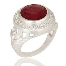 Ruby Corundum Gemstone Sterling Silver Engagement Ring Statement Jewelry