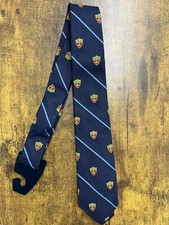 Brooks Brothers Navy Blue with Logos 100 Silk Boy's Necktie 50"