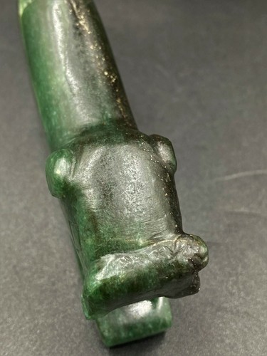 Ancient Pyu culture Green Aventurine carved Jade Tiger figure Amulet Bead - Picture 9 of 12