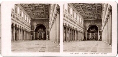 Italie.Rome.Italia.Rome.San Paolo sopra le Wura:Intero.Photo.Stereoview.Stereo.