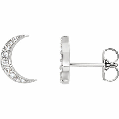 Diamant Halbmond Mond Ohrstecker in 14K Weißgold (1/10 ct. tw.)
