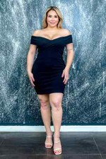 Womens Plus Size Black Cold Shoulder Bodycon Dress 1XL Stretch 