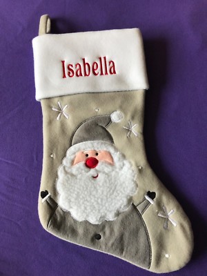 Personalisierter bestickter Weihnachtsstrumpf Weihnachtsmann Schneemann Elfenbein Top Luxus Sack