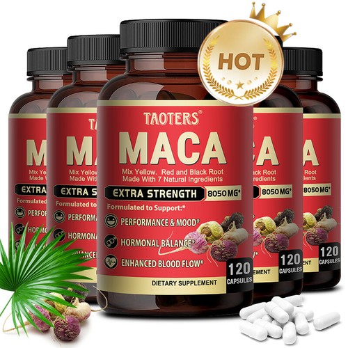 Mixed Yellow, Red and Black Maca Root Capsules - Made of 7 Natural Ingredients - Afbeelding 1 van 11