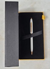 Cross Century II Ballpoint Pen Pearlescent White Lacquer Rose Gold Trim Engraved