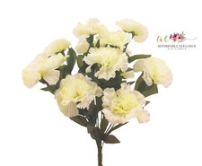 14 x Cream Carnations Bush Artificial Silk Flowers Wedding Ivory Fake Faux