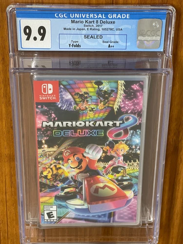 NEW SEALED ENCASED 2017 SWITCH MARIO KART 8 DELUXE CGC Graded 9.9 Y-Fold A++