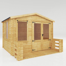 LOG CABIN GARDEN ROOM SUMMERHOUSE OUTDOOR HOME OFFICE SHED 3.3mx3.4m 10ft 11ft