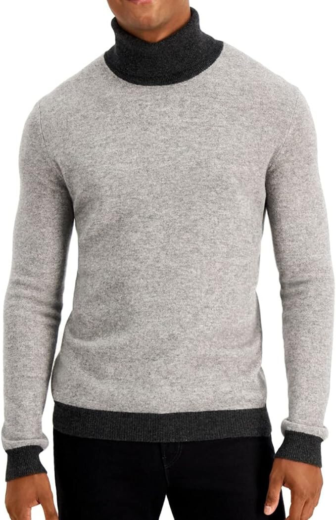 175 долларов США Мужской свитер Tasso Elba, пуловер-водолазка из кашемира серого цвета XL.