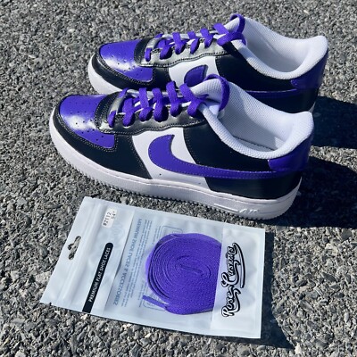 Air Force Low Custom Womens Shoes White, Royal Purple Grape Ink Black  Sneakers