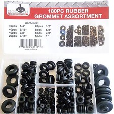 180pc GOLIATH INDUSTRIAL RUBBER GROMMET ASSORTMENT WIRING FIREWALL ASSORTED