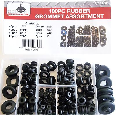 180pc GOLIATH INDUSTRIAL RUBBER GROMMET ASSORTMENT WIRING FIREWALL ASSORTED  