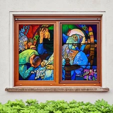 3D Elderly A249 Window Film Print Sticker Cling Stained Glass UV Zoe