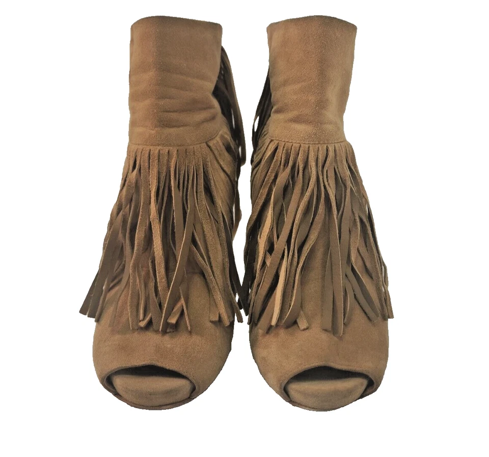 Gucci Akerman Gamuza Punta abierta Botines Camel Mujer Talla 7 37.5 Foto 3 de 4