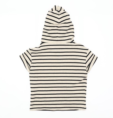 Brunello Cucinelli L48504 Kids Beige Striped Hooded Sweater Size 4 - Picture 2 of 4