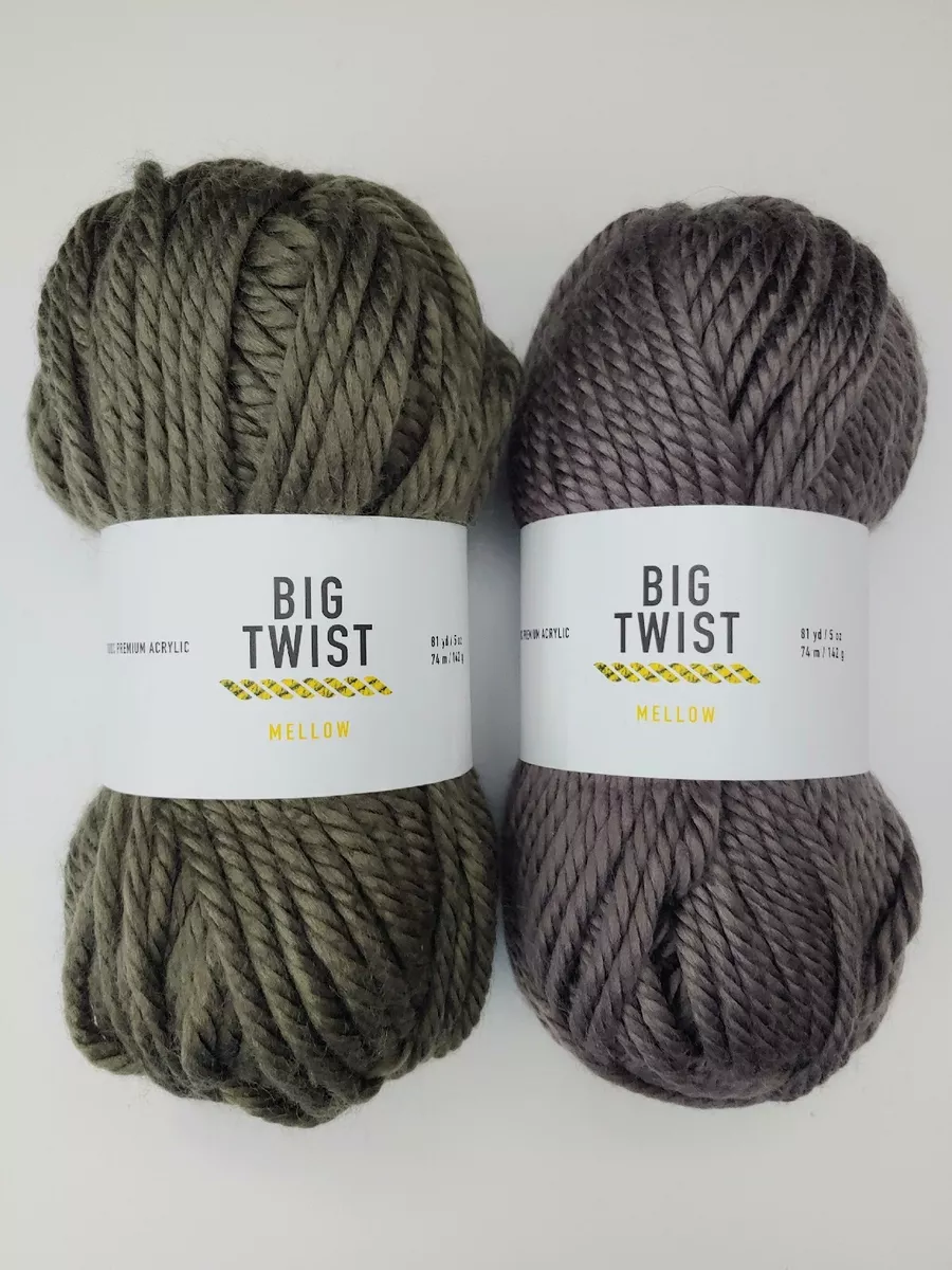 Big Twist Mellow Yarn Lot Taupe Brown Olive Green Super Bulky Soft