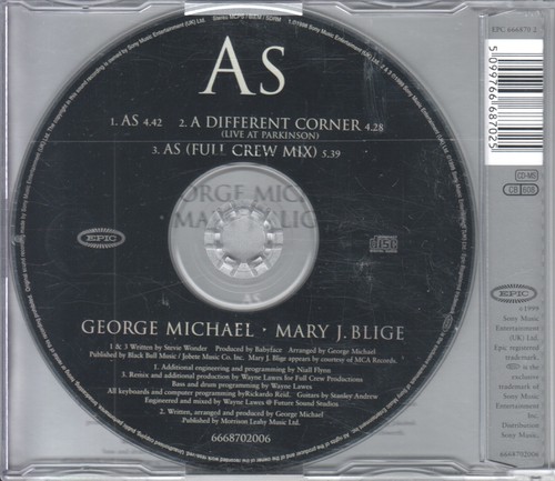 George Michael CD-Single Mary J.Blidge © 1999 / A Different Corner - Bild 2 von 2