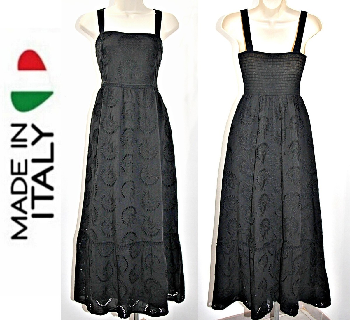 luisa perla linen dress Luisa Perla Tiered Cotton Eyelet Smocked Back 55