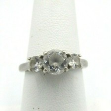 Vintage 925 Sterling Silver 3 Round Cut Solitaire CZ Accent Band Ring Sz 6.75