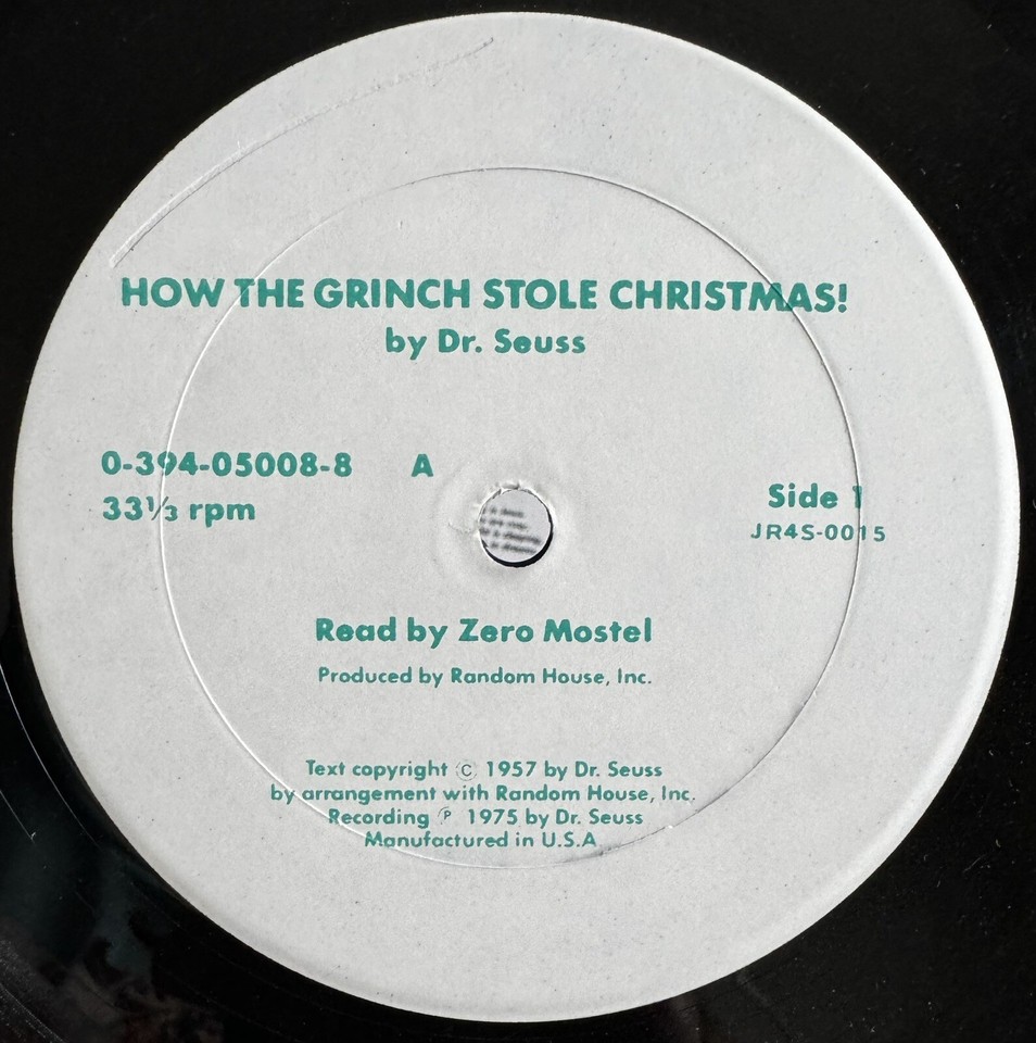 Zero Mostel Reads How the Grinch Stole Christmas Dr. Seuss 1975 Random House eBay