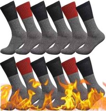 6-12 Pairs Men's Winter Thermal Heavy Duty Warm Heated Boots Crew Socks 10-13