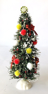Dollhouse Miniature Christmas Tree 1:12 Artisan OOAK 6.5'' Tall Pompons Bows