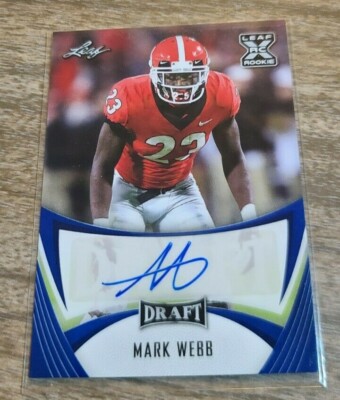 2021 MARK WEBB LEAF DRAFT AUTO ROOKIE BLUE PARALLEL CARD  SP NEW  GEORGIA